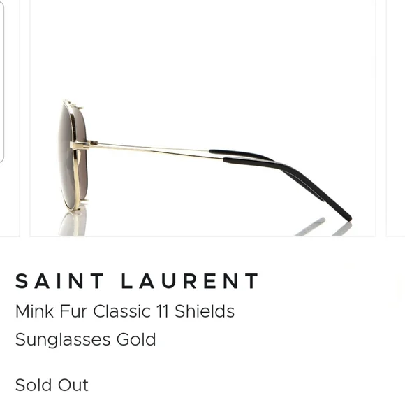 Saint Lauren Gold Mink Fur Classic 11 Shields Sunglasses - Picture 10 of 15